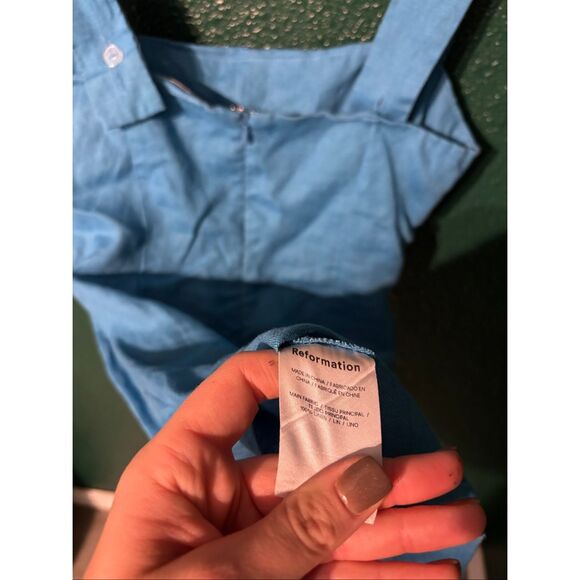 Reformation Kerrigan Linen Dress In Grotto Sz 6 Blue - Picture 3 of 3